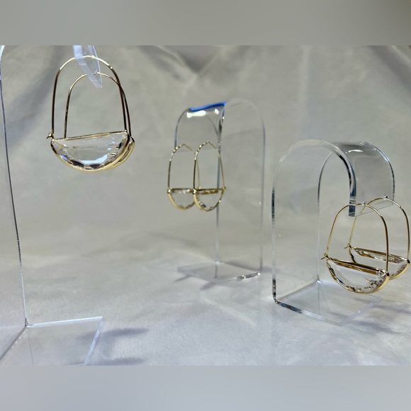 Anthropologie Inspired Gold Toned Crystal Drop Earrings - Picture 4 of 5